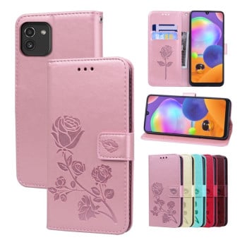 Чехол-книжка Rose Embossed для Samsung Galaxy A03/A04E - розовое золото