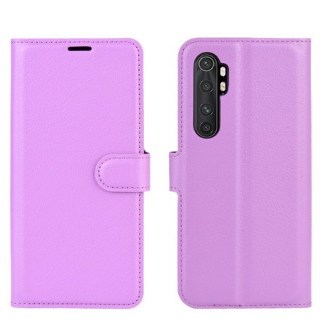 Чохол-книжка Litchi Texture на Xiaomi Mi Note 10 Lite - фіолетовий