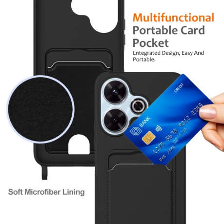 Силіконовий чохол Integrated Card Bag Solid Color Liquid Silicone на Xiaomi Poco M6 4G - чорний