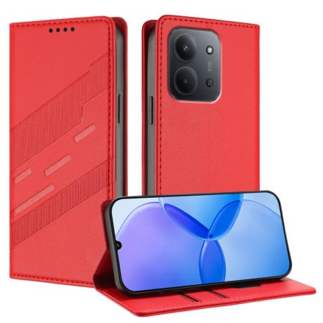 Чехол-книжка Embossed Multi-functional Wallet Retro Leather на Xiaomi Redmi 15C 5G / 4G EU 173mm - красный
