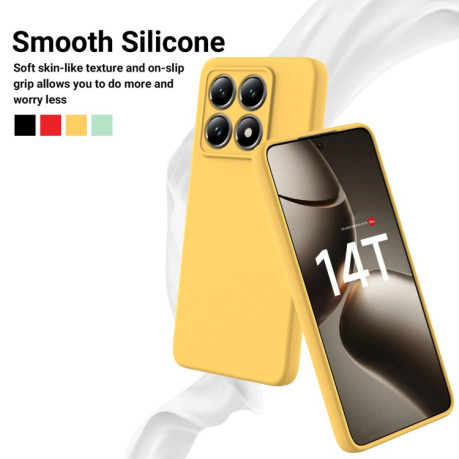 Силиконовый чехол Solid Color Liquid Silicone на Xiaomi 14T - желтый