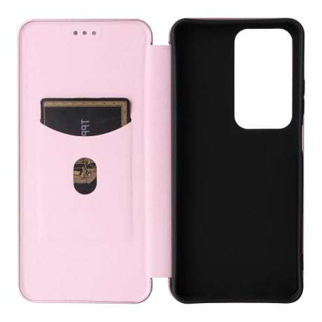 Чехол-книжка Carbon Fiber Texture на OPPO A5 5G/4G Global - розовый