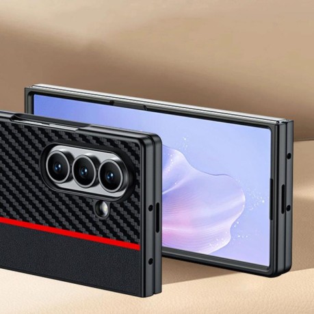 Противоударный чехол Carbon Fiber Texture Printing для Samsung Galaxy Fold 7 - черно-синий