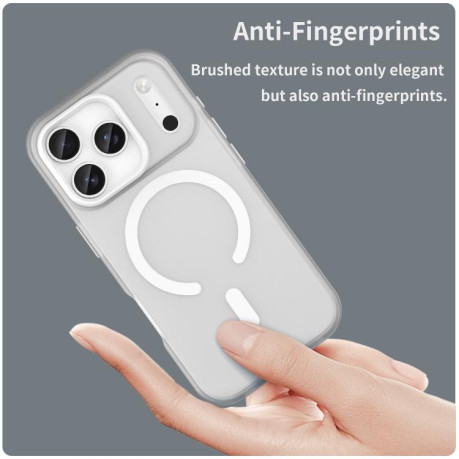 Противоударный чехол MagSafe Frosted Translucent TPU + PC для iPhone 17 Pro - белый