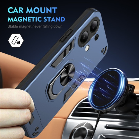 Ударозащитный чехол Metal Ring Holder для Xiaomi Redmi Note 13 4G - синий