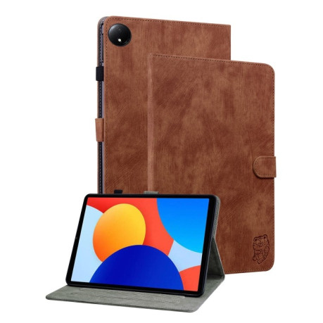 Чохол-книжка Embossed Tiger Pattern Leather для Xiaomi Redmi Pad SE 8.7 - коричневий