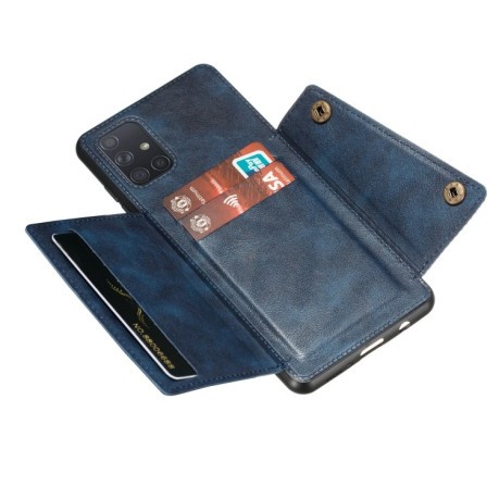 Противоударный чехол Magnetic with Card Slots на Samsung Galaxy A72 - синий