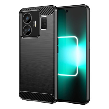 Противоударный чехол Brushed Texture Carbon Fiber на Realme GT Neo 5 5G / GT3 5G - черный