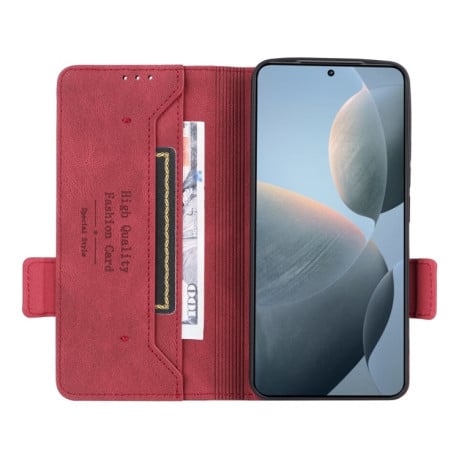 Чехол-книжка Magnetic Clasp Flip для Xiaomi Poco F6 Pro - красный
