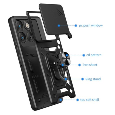 Чехол со шторкой на камеру Sliding Camshield и подставкой для Motorola Edge 70 5G — красный