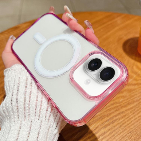Чехол Contrast Color Gradient Transparent MagSafe для iPhone 17 - розовый