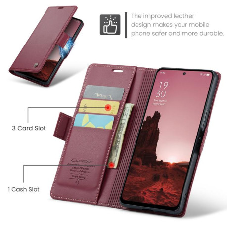 Чохол-книжка CaseMe 023 Butterfly Buckle Litchi Texture RFID Anti-theft Leather для OPPO Reno13 - червоний