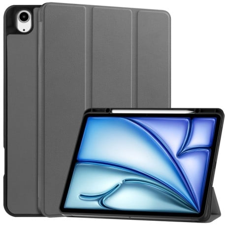 Чохол-книжка Custer Pattern Pure Color 3-Fold Holder на iPad Air 13 2024 - сірий