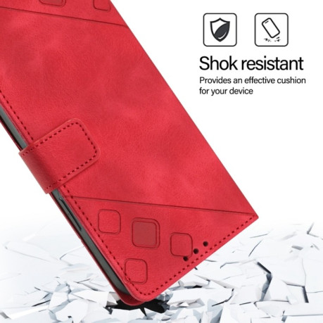 Чехол-книжка Skin-feel Embossed для Xiaomi Poco F6 5G - красный