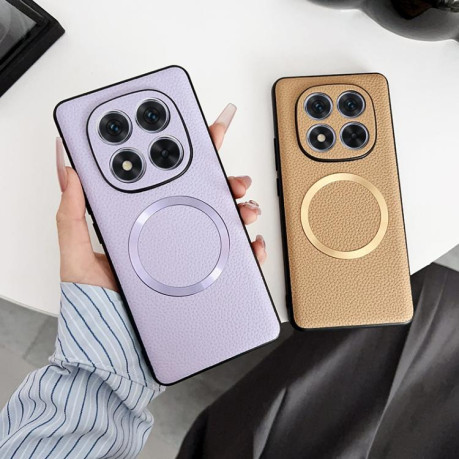 Противоударный чехол CD Magsafe Magnetic Litchi Texture для Xiaomi Redmi Note 14 Pro 4G - черный