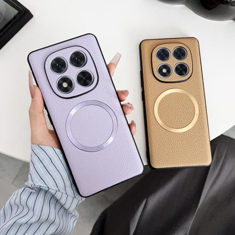 Противоударный чехол CD Magsafe Magnetic Litchi Texture для Xiaomi Redmi Note 14 Pro 4G - зеленый