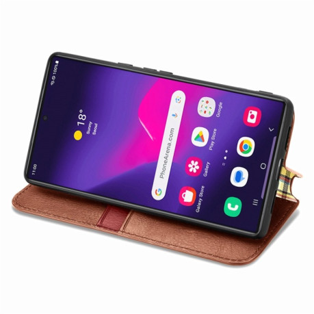 Чехол-книжка Cubic Grid для Samsung Galaxy S25 Ultra 5G - коричневый