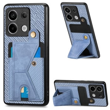 Противоударный чехол Carbon Fiber Wallet для Xiaomi Redmi Note 13 Pro 5G/Poco X6 5G - синий