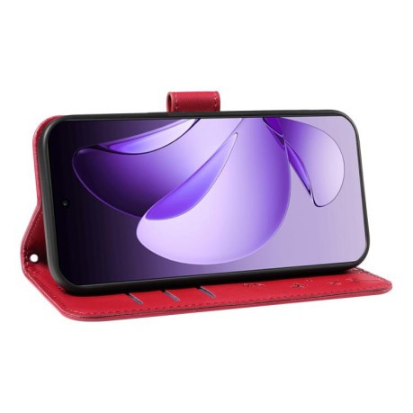 Чехол-книжка Dandelion Embossed Pattern Flip Leather для OPPO Reno13 Pro Global - красный