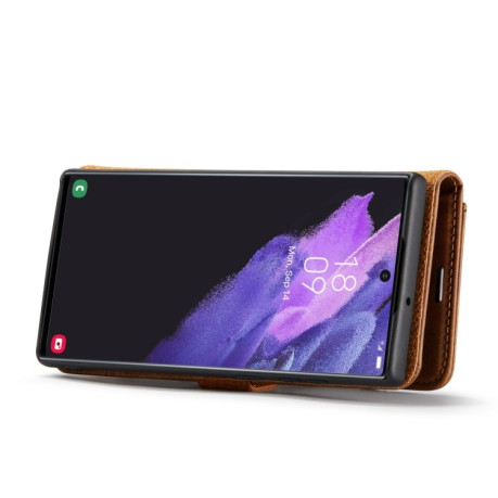 Чехол-книжка DG.MING Crazy Horse Texture на Samsung Galaxy S22 Ultra 5G - коричневый