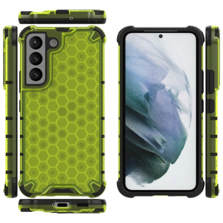Противоударный чехол Honeycomb with Neck Lanyard для Samsung Galaxy S22 5G - зеленый
