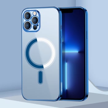 Противоударный чехол Classic Electroplating (Magsafe) для iPhone 12 - синий