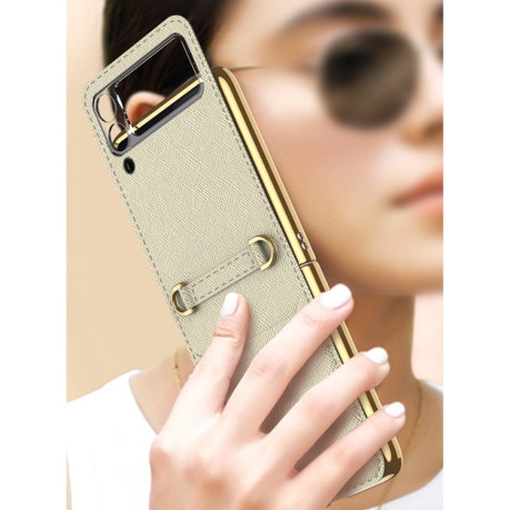 Противоударный чехол GKK Plating with Strap для Samsung Galaxy Z Flip3 5G - зеленый