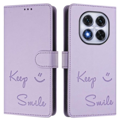 Чехол-книжка Embossing Stripe RFID для Xiaomi Redmi Note 14 Pro 5G/Poco X7 - фиолетовый