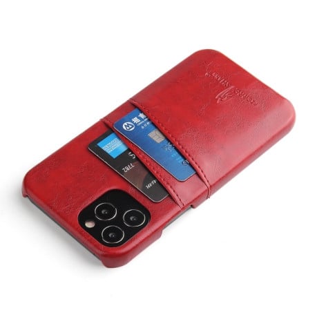 Шкіряний чохол Fierre Shann Retro Oil Wax на iPhone 12 Pro Max - червоний