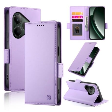 Чехол-книжка Side Buckle Magnetic Frosted Leather для Realme GT 6 Global/ Realme GT 6 4G - фиолетовый