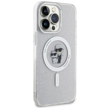 Оригинальный чехол Karl Lagerfeld Choupette Glitter MagSafe case для iPhone 15 Pro Max - transparent
