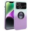 Противоударный чехол Gradient Silicone Shockproof Magsafe для iPhone 15 Plus - бело-фиолетовый