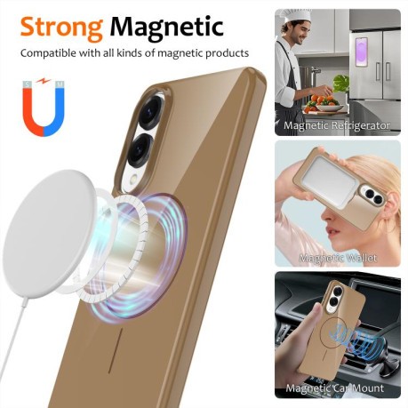 Протиударний чохол Glossy TPU Shockproof MagSafe для Samsung Galaxy S25 Edge 5G - золотий