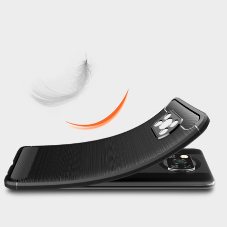 Чехол Brushed Texture Carbon Fiber на Xiaomi Poco X3 / Poco X3 Pro - черный