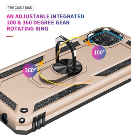 Противоударный чехол 360 Degree Rotating Holder на Samsung Galaxy A12/M12 - золотой