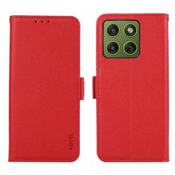 Чехол-книжка ABEEL Genuine Leather RFID на Motorola Edge 70 5G — красный