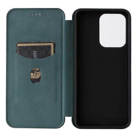 Чехол-книжка Carbon Fiber Texture на OPPO Reno13 F/Reno13 FS - зеленый