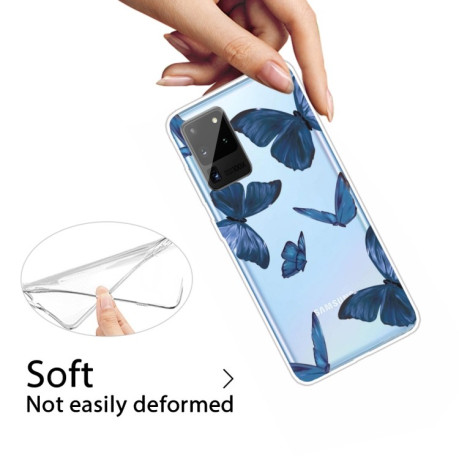 Силилконовый чехол Painted TPU Protective Case Blue Butterfly на Samsung Galaxy Note 20