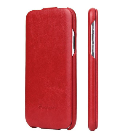Кожаный флип-чехол Fierre Shann Retro Oil Wax Texture на iPhone XR 6.1- красный