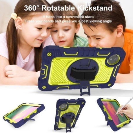 Протиударний чохол Acrylic 360 Degree Rotation Holder Leather для Redmi Pad SE 8.7 2024 - Navy Blue + Yellow Green