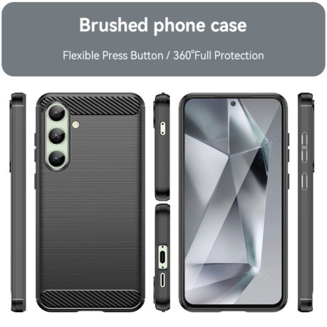 Противоударный чехол Brushed Texture Carbon Fiber на Samsung Galaxy S24 FE 5G - черный