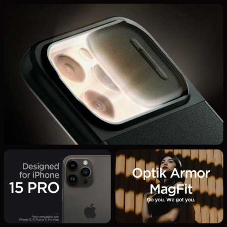 Оригинальный чехол Spigen OPTIK ARMOR Mag MagSafe для iPhone 15 Pro - ABYSS GREEN