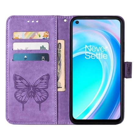 Чохол-книжка Embossed Butterfly для Realme 9 Pro/OnePlus Nord CE 2 Lite 5G - фіолетовий