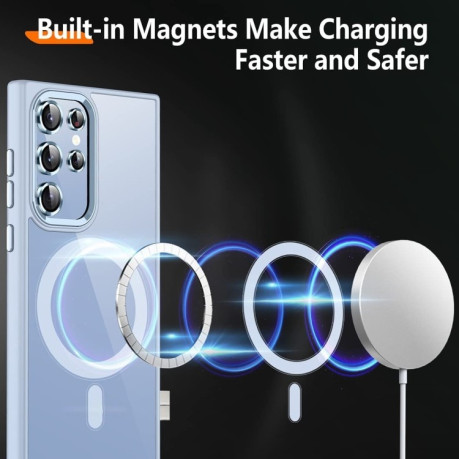 Противоударный чехол Acrylic PC MagSafe Magnetic(без защиты камеры) для Samsung Galaxy S23 Ultra 5G - голубой
