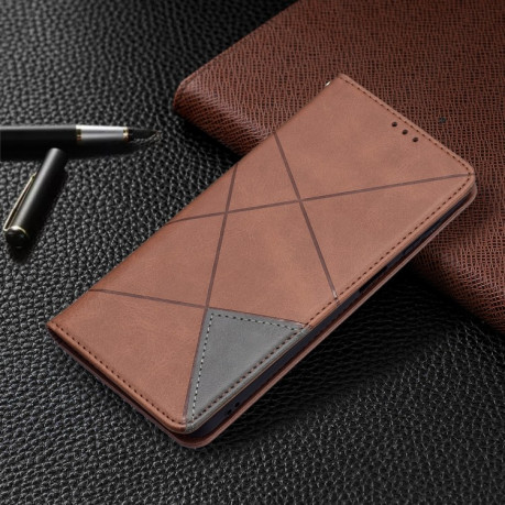 Чехол-книжка Rhombus Texture для Samsung Galaxy M52 5G - коричневый