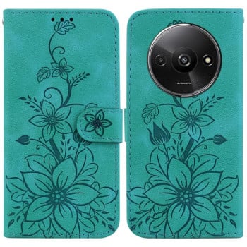 Чохол-книжка з тисненням Lily та магнітною застібкою на Xiaomi Redmi A3 - зелений