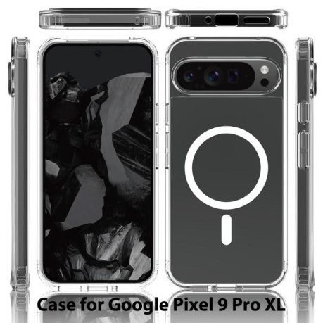 Протиударний чохол Skin Feel TPU + PC MagSafe Magnetic для Google Pixel 9 Pro XL - прозорий