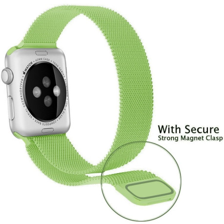 Браслет из нержавеющей стали Milanese Loop Magnetic для Apple Watch Ultra 49mm / 45mm / 44mm / 42mm - зеленый