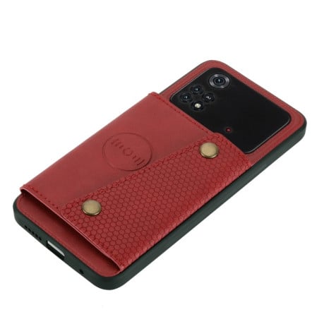 Противоударный чехол Double Buckle для Xiaomi Poco M4 Pro 4G - красный