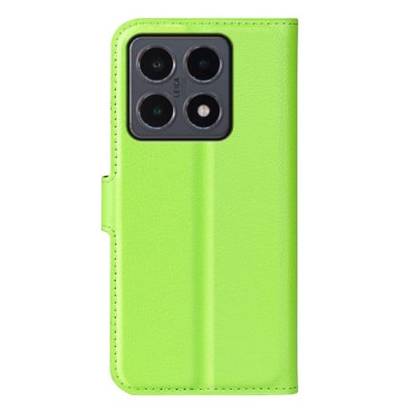 Чехол-книжка с фактурой Litchi и магнитным хлястиком на Xiaomi 15T - зеленый